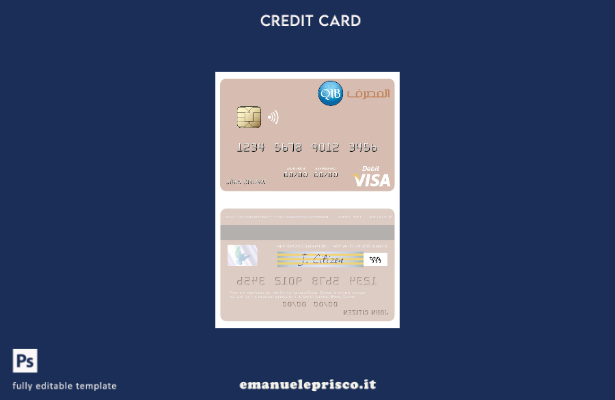 modello di carta di debito visto Qatar Islamic Bank in stile verificato